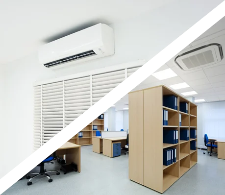 Image of Ductless AC mounted in wall and ceiling