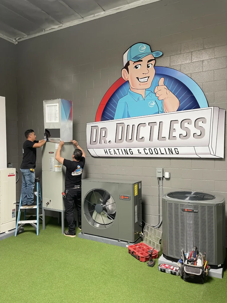 Technician working with furnace system